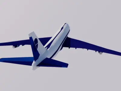 Airliner lowpoly airplane flying in sky Low-poly 3D model