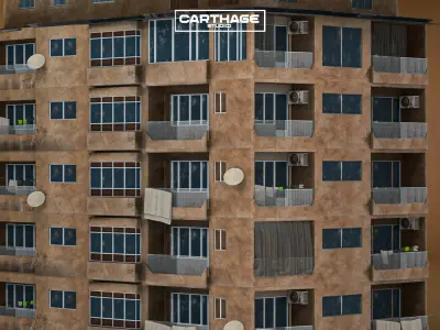 Arabic Neoclassical Residential Block with Balconies And Retail Low-poly 3D model