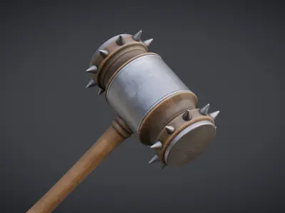 Gavel Hammer Melee Low-poly 3D model