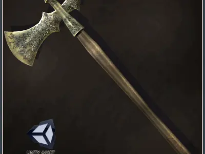 3 Medieval Axes Low-poly 3D model