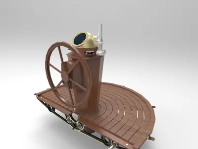 Steering and compass sailing ship 3D model