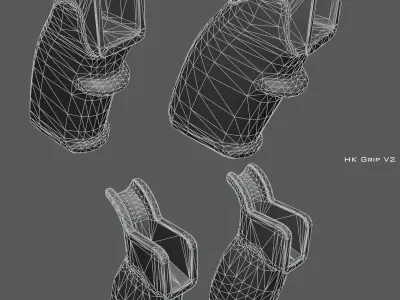 HK 416 A5 MR556 Pistol Grips Low-poly 3D model