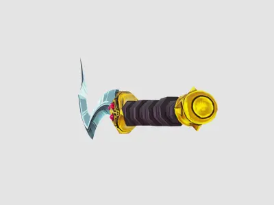 Steel Ritual Curved Dagger Iron Short Sword Leather Hilt Lowpoly Low-poly 3D model