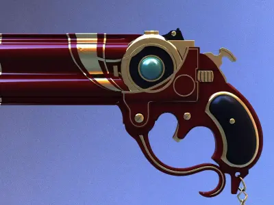  Bayonetta gun lowpoly model Low-poly 3D model
