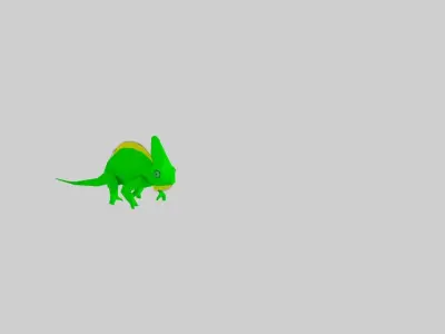 Chameleon polygonal dinosaur Low-poly 3D model