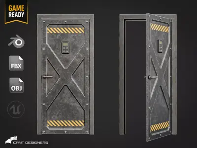Military Security Door - UE4 And UE5 Optimized Low-poly 3D model