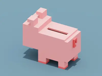 Piggy Bank Low-poly 3D model