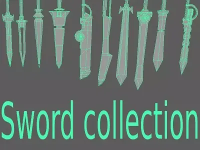 Sword pac 3d collection lowpoly base Free low-poly 3D model