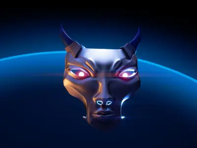 japanese yokai mask 2 Low-poly 3D model
