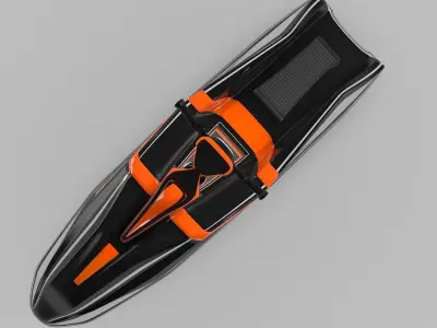 Jetski orange and speed boat 3D model