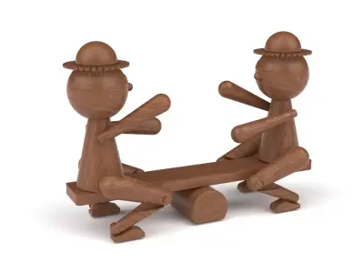 Wooden toy swing 3D model