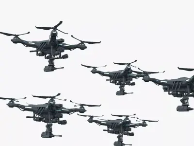 Modular Sci-Fi Military Drone Tactical Strike Unit  PBR Low Poly Low-poly 3D model