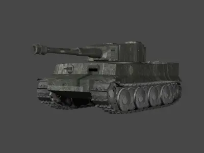 Low Poly Tiger Tank Low-poly 3D model