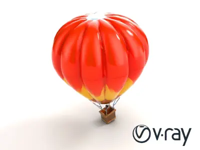 Fiery Pattern Hot Air Balloon 3D model pack Low-poly 3D model