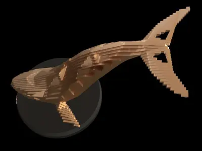 Parametric V Blue Whale Low-poly 3D model