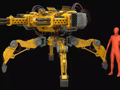 Walking Turret Concept-1-Yellow 3D model