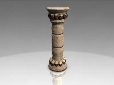 Stone Pillar column with skulls Low-poly 3D model