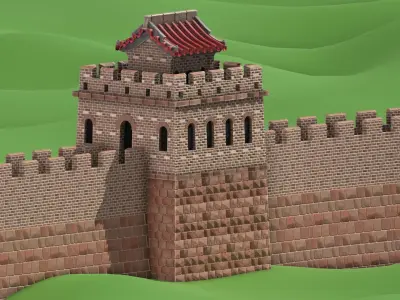 Great Wall Of China Low Poly Low-poly 3D model