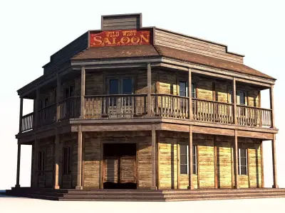 Wild West Saloon Low-poly 3D model