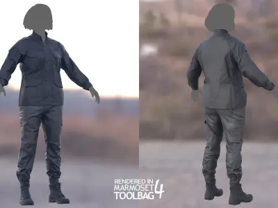 Female Military Outfit 2 Low-poly 3D model