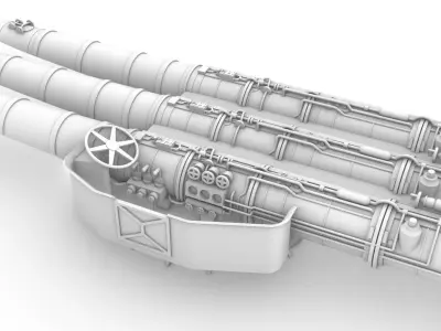 scale 1-200 Ijn Tone Type 92 torpedo tube scale 1-200 3D print model