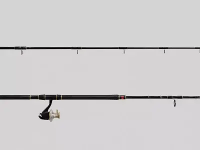 Animated Fishing Rod Collection Low-poly 3D model