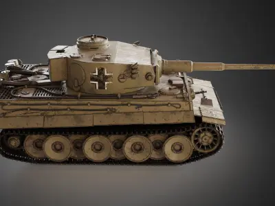 WW2 German Tiger tank Low-poly 3D model
