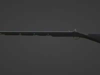 1720 Flintlock Long Rifle Low-poly 3D model