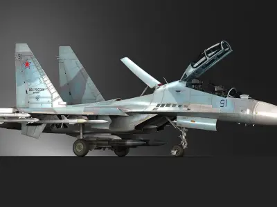 Su-30M2 russian air force fighter jet 3D model