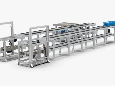 Double Layer Return and Double Speed Chain Assembly Line 3D model