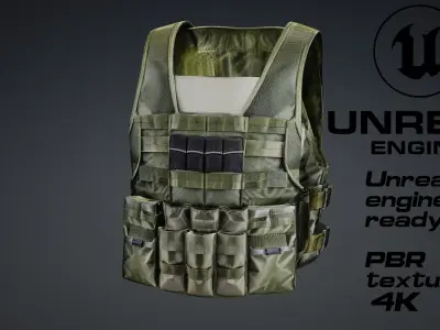 military bulletproof vest game ready UE5 FBX Low-poly 3D model