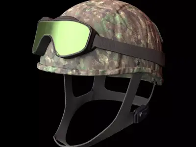 MILITARY Game Ready  Tactical Helmet with Visor Glasses Low-poly Low-poly 3D model
