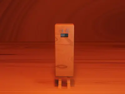 Wooden mailbox with silver Chinese scripts on body Low-poly 3D model