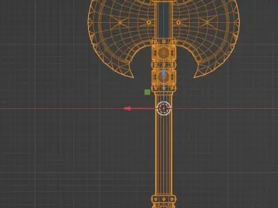Axe stylized kazakh ornament - Game Ready Low-poly 3D model