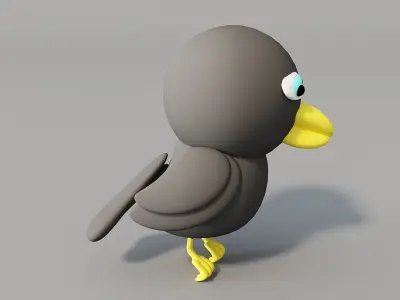 3d crow cartoon bird with big eyes 3D model