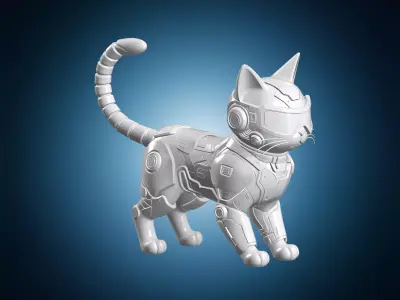 Cyberpunk Cat Figurine 3D print model