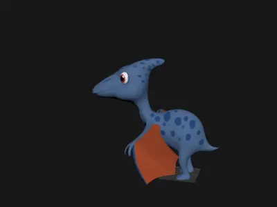 3D Model Pterodactyl Dinosaur  Character Model with Textures Low-poly 3D model