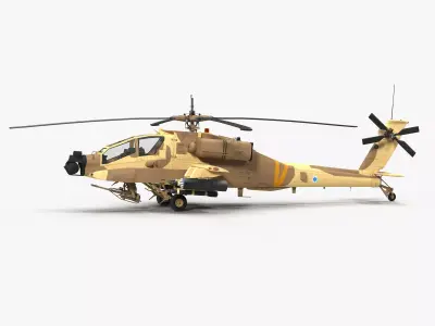 AH64A Apache Helicopter Desert Low-poly 3D model