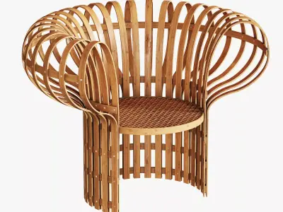 Armchair made of bent and woven bamboo Free 3D model