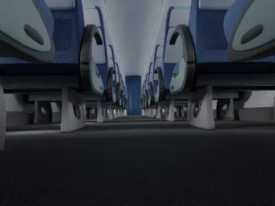Airplane-Interior 3D model interior of airplane with seats Low-poly 3D model