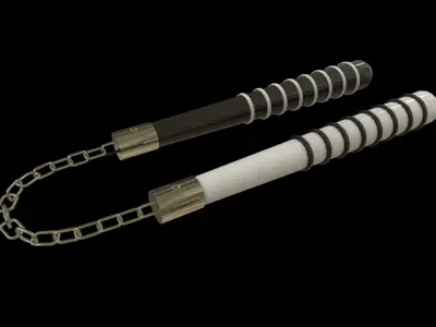 Nunchucks - Yin Yang Nunchaku Low-poly 3D model