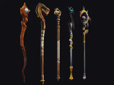 Magical Wand Wizard Ax Weapon Scepter Axe Cleaver Hatchet Low-poly 3D model