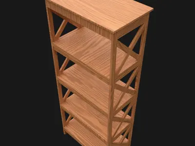 FREE Wooden bookcase Free low-poly 3D model
