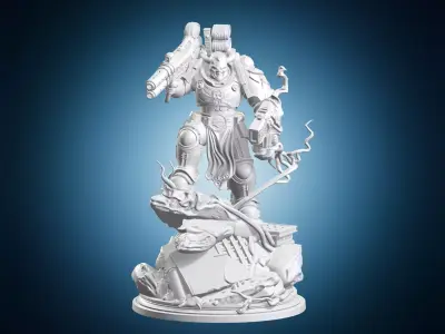 Space Marine with Heavy Bolter 3D print model