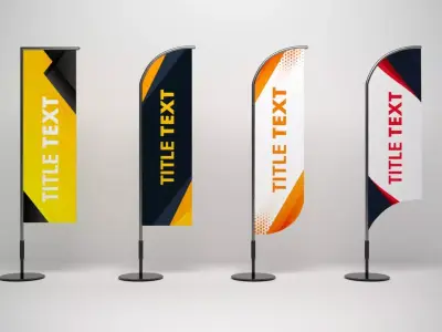 Banner Flags Low-poly 3D model