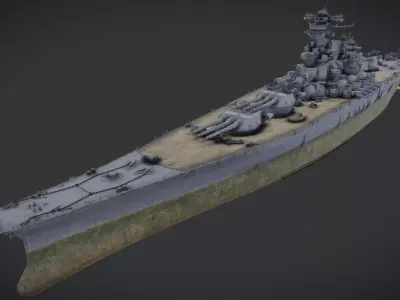 IJN BATTLESHIP YAMATO - 3D GLB MODEL 3D model