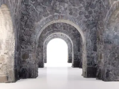 Old castle wall part A Low-poly 3D model