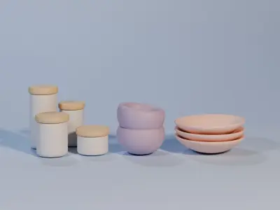 Kitchen Clutter Low Poly Asset Free low-poly 3D model