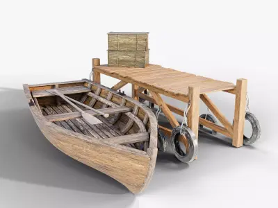 Bridge Boat Low-poly 3D model