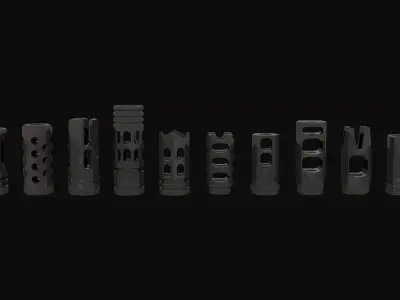 Low Poly Compensator Attachment Pack 1 Stylized Low-poly 3D model